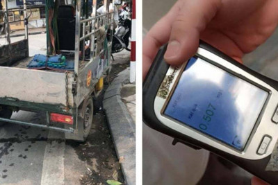 Hà Nội: Tài xế xe ba bánh bị phạt kịch khung lỗi nồng độ cồn