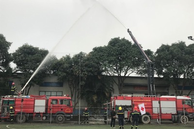 Thanh Oai: Cháy giả định ở Công ty Long Mã, lực lượng chức năng ứng cứu kịp thời