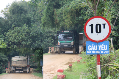 Huyện Đức Thọ (tỉnh Hà Tĩnh): Dàn xe có dấu hiệu quá tải ngày ngày “dắt” nhau qua cây cầu yếu