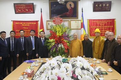 Chủ tịch UBND TP Chu Ngọc Anh chúc Tết Giáo hội Phật giáo Việt Nam TP Hà Nội