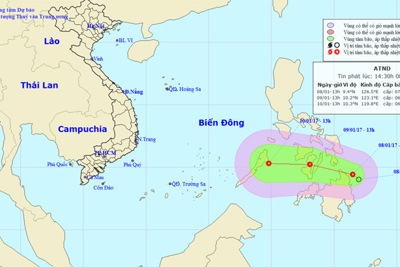 Xuất hiện áp thấp nhiệt đới hướng vào biển Đông