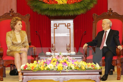 Tổng Bí thư Nguyễn Phú Trọng tiếp Chủ tịch Hội đồng Liên bang Nga