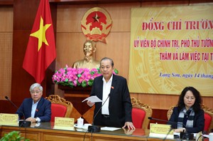Phó Thủ tướng Thường trực làm việc với lãnh đạo chủ chốt tỉnh Lạng Sơn