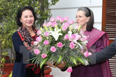 Chủ tịch Quốc hội Nguyễn Thị Kim Ngân gặp Chủ tịch Đảng Quốc đại Ấn Độ