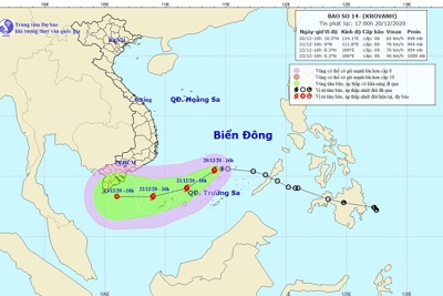 Thông tin mới nhất về bão số 14 trên Biển Đông