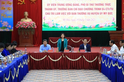 Phó Bí thư Thường trực Thành ủy Nguyễn Thị Tuyến: Huyện Mỹ Đức cần rà soát, hoàn thiện tiêu chí để về đích huyện nông thôn mới vào năm 2022