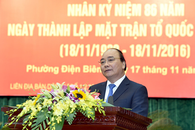 Thủ tướng Nguyễn Xuân Phúc dự ngày hội đại đoàn kết toàn dân tộc tại phường Điện Biên