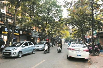 [Điểm nóng giao thông] Ô tô chiếm dụng lòng đường phố Quỳnh Mai