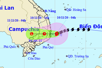 Bão số 12 đang trên vùng biển từ Bình Định đến Ninh Thuận, Nam Trung Bộ mưa lớn