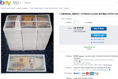 Tờ tiền 1 đồng Việt Nam có giá hơn 45 triệu đồng trên eBay