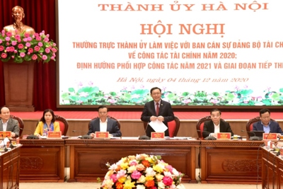 Thường trực Thành uỷ Hà Nội làm việc với Ban cán sự Đảng Bộ Tài chính: Tháo gỡ vướng mắc để tăng nguồn lực cho đầu tư phát triển