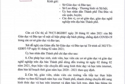 TP Hồ Chí Minh: Học sinh được nghỉ học từ ngày mai 2/2 để chống dịch Covid-19
