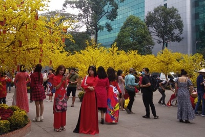 Người dân TP Hồ Chí Minh thờ ơ phòng dịch tại “đường mai vàng”