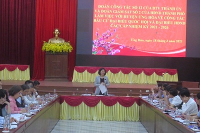 Phó Chủ tịch HĐND TP Phùng Thị Hồng Hà: Huyện Ứng Hòa cần chuẩn bị tốt các điều kiện để công tác bầu cử đạt hiệu quả cao
