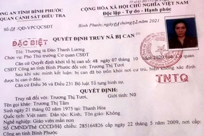 Giáo viên mầm non bị truy nã đặc biệt ở tỉnh Bình Phước đã ra đầu thú