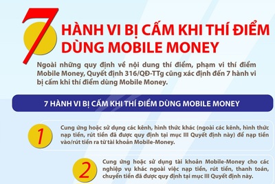 [Infographic] 7 hành vi bị cấm khi thí điểm dùng Mobile Money