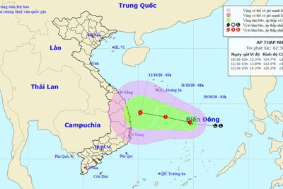 Áp thấp nhiệt đới có khả năng mạnh thêm, hướng vào các tỉnh Bình Định - Khánh Hòa