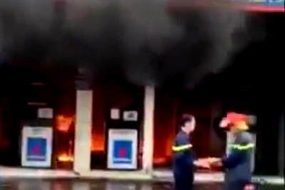 Hải Phòng: Cháy lớn tại cây xăng dầu trên đường Lạch Tray