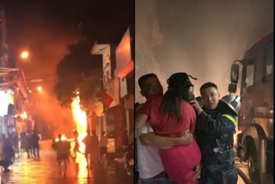 Hà Nội: Cháy lớn tại cửa hàng kinh doanh gas ở Đan Phượng, cảnh sát cứu thoát 5 người mắc kẹt