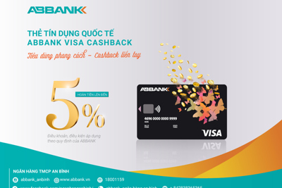 Hoàn tiền đến 5% với thẻ Visa Cashback của ABBANK