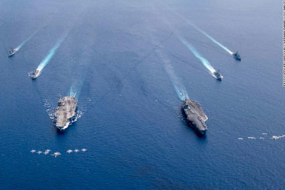 2 tàu sân bay của hải quân Mỹ tiếp tục tập trận ở Biển Đông