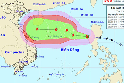Từ ngày 25/10, miền Trung sẽ tiếp tục mưa lớn do bão số 8