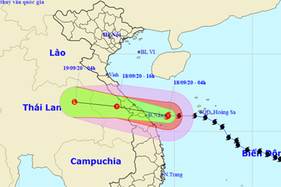 Bão số 5 áp sát các từ tỉnh Quảng Bình đến Quảng Nam, ở đảo Lý Sơn gió giật cấp 9