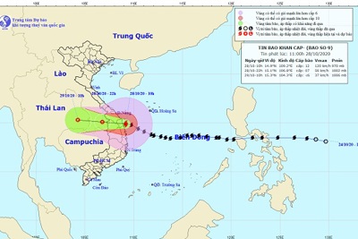 Bão số 9 tiếp tục đi vào đất liền và suy yếu thành áp thấp nhiệt đới