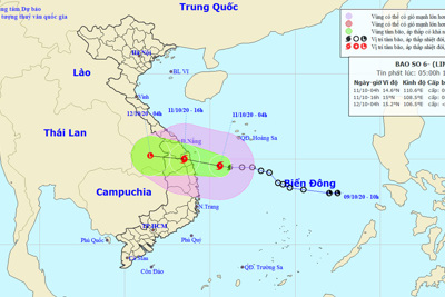 Hôm nay, bão số 6 đổ bộ vào các tỉnh Quảng Nam - Bình Định, Trung Bộ tiếp tục mưa lớn