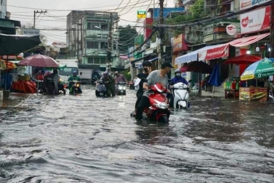 TP Hồ Chí Minh: Mưa lớn, hàng loạt tuyến đường ngập sâu trong nước