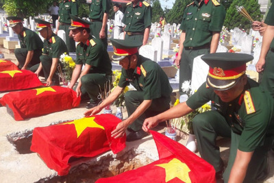 An táng 5 hài cốt liệt sĩ được tìm thấy tại huyện miền núi Quảng Trị