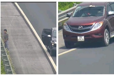 Xử phạt tài xế ô tô chạy lùi, dừng xe đi vệ sinh trên cao tốc Hà Nội - Hải Phòng