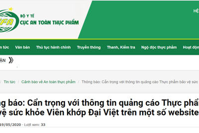 Cẩn trọng với thông tin quảng cáo thực phẩm bảo vệ sức khỏe viên khớp Đại Việt