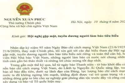 Thủ tướng gửi thư chúc mừng nhân ngày Báo chí cách mạng Việt Nam