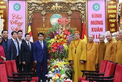Chủ tịch Nguyễn Đức Chung chúc Tết Trung ương Giáo hội Phật giáo Việt Nam