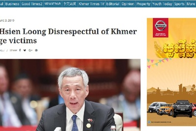 "Người dân Campuchia bị tổn thương bởi nhận xét của Thủ tướng Lý Hiển Long"