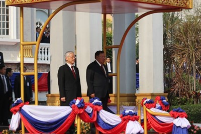Hình ảnh lễ đón và hội đàm giữa lãnh đạo hai nước Việt Nam - Lào