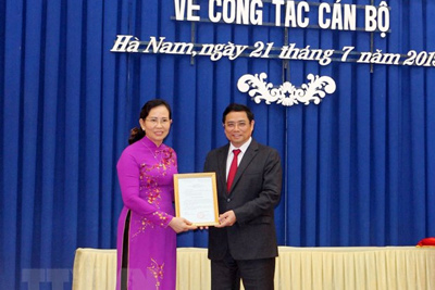 Bà Lê Thị Thủy được điều động giữ chức Bí thư Tỉnh ủy Hà Nam