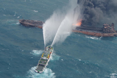 Tàu chở dầu Sanchi của Iran bị cháy trôi dạt về vùng biển Nhật Bản