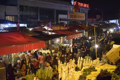 [Ảnh] Đêm không ngủ ở chợ hoa Tết lớn nhất Hà Nội
