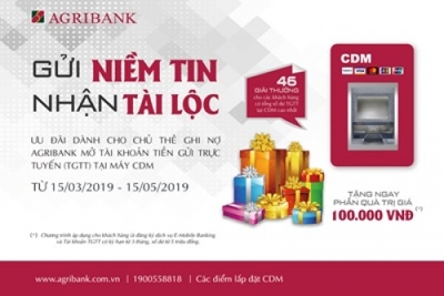 Nhận lộc khi gửi tiền tại CDM của Agribank