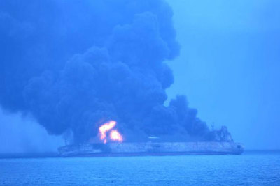 Tàu chở dầu Sanchi của Iran phát nổ ngoài khơi Trung Quốc