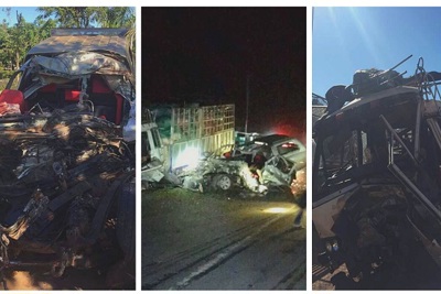 Xe bán tải nát bét đầu sau tai nạn khiến 3 người tử vong