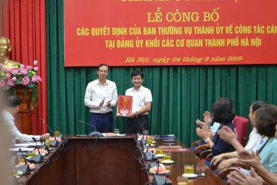 Công bố các quyết định về công tác cán bộ tại Đảng ủy Khối các cơ quan Thành phố, huyện Thạch Thất, huyện Phúc Thọ