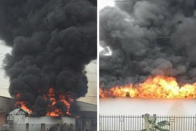 Hải Phòng: Cháy lớn tại khu công nghiệp, cột khói đen bốc cao hàng chục mét