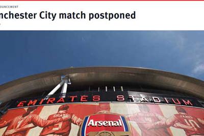 Trận Man City - Arsenal hoãn vì dịch Covid-19