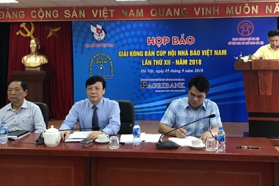 231 tay vợt tham dự Giải bóng bàn Cúp Hội Nhà báo Việt Nam năm 2018