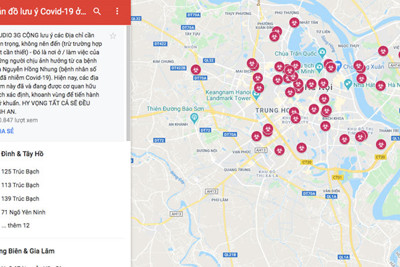 Bản đồ dịch Covid-19 tại Hà Nội trên google map không chính xác