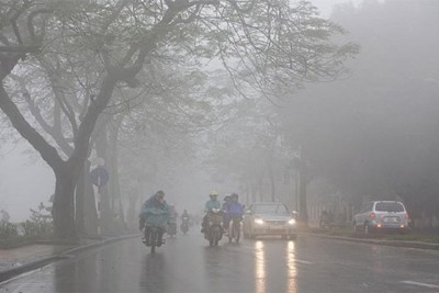 Các tỉnh miền Bắc mưa phùn và sương mù diện rộng, Hà Nội đón rét nàng Bân