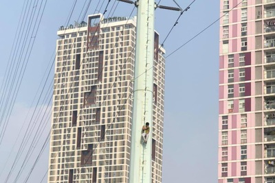 Hà Nội: Nam thanh niên “ngáo đá” leo vắt vẻo trên cột điện cao thế ở Hà Đông